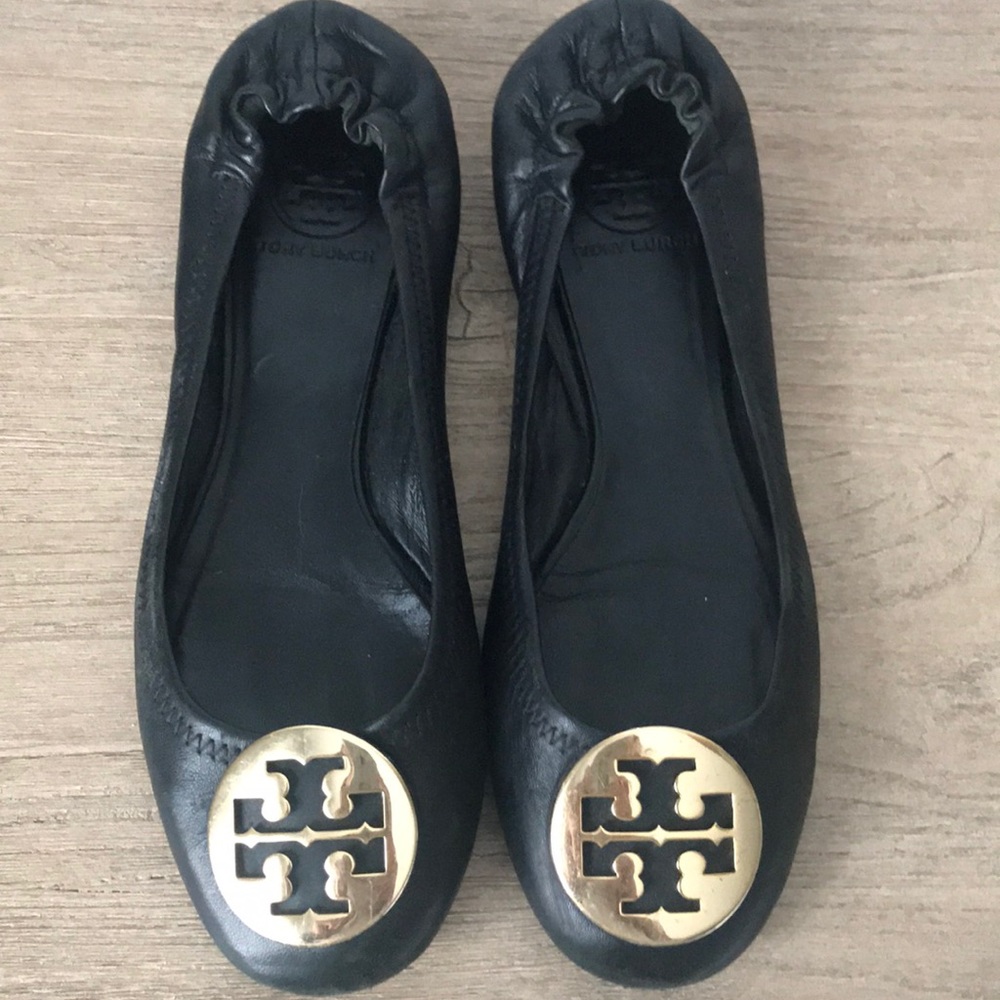 Tory Burch Black Leather Flats Size 7